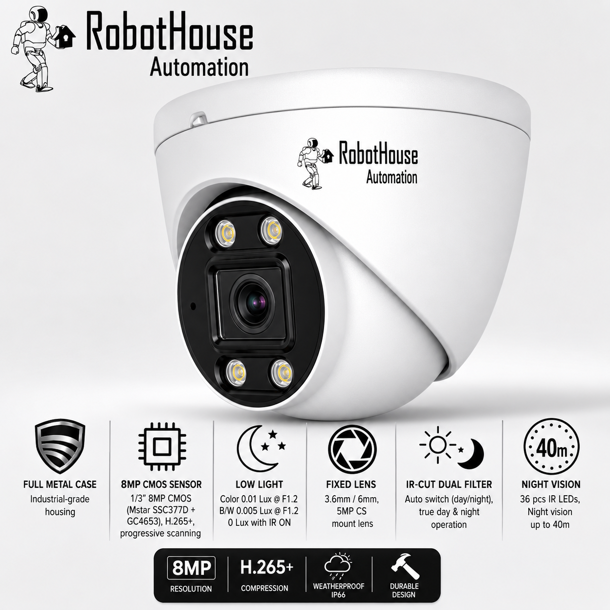 METAL VANDALPROOF AND WATERPROOF OF MAGEPIZEL IP CAMERA 8MP Full Metal IP Camera