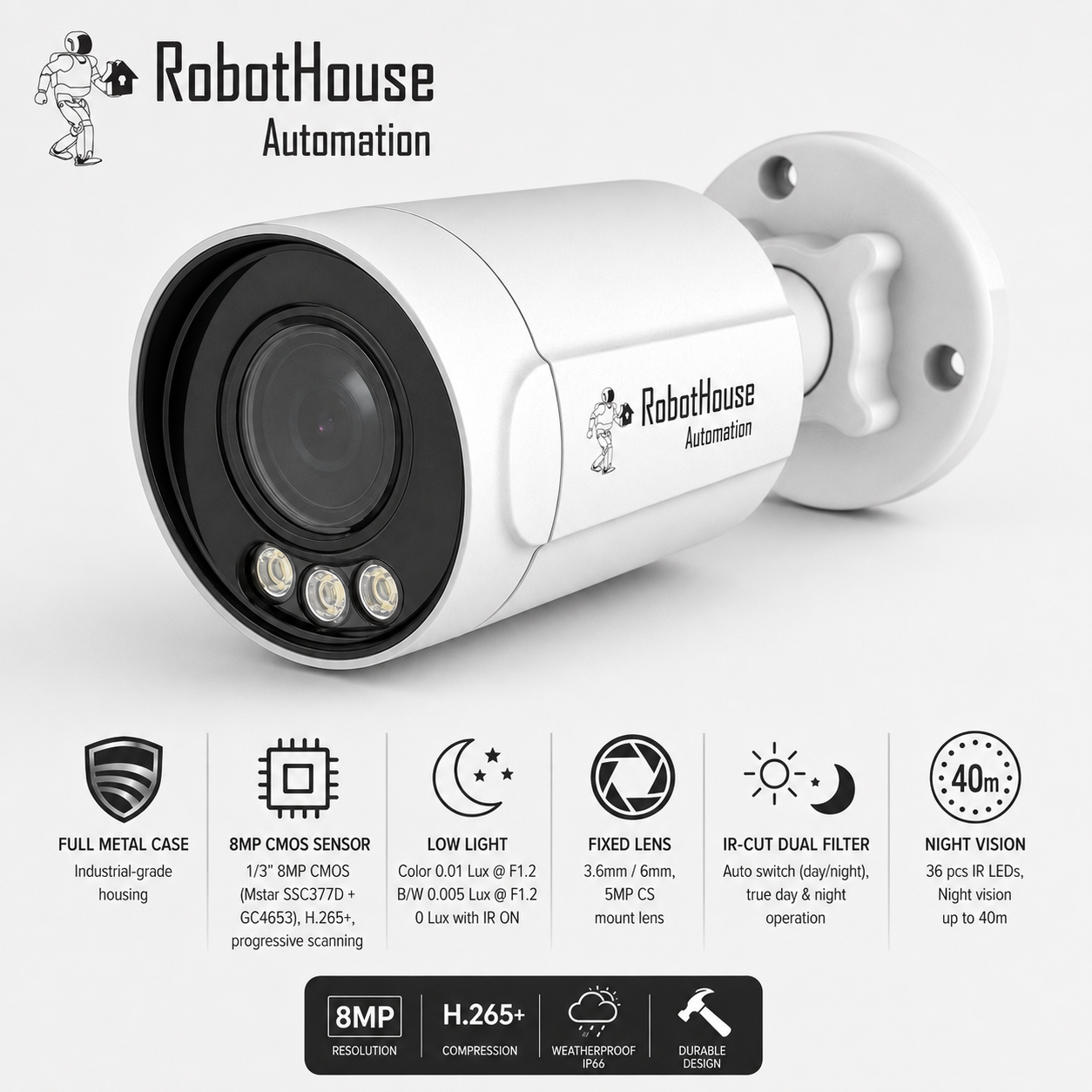 METAL VANDALPROOF AND WATERPROOF OF MAGEPIZEL IP CAMERA 8MP Full Metal IP Camera