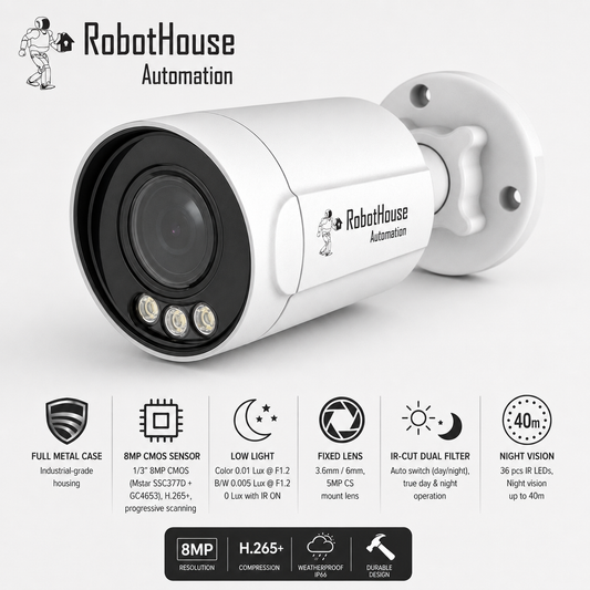 VANDALPROOF AND WATERPROOF 3 LED IP CAMERA | BULLET | 8MP | Full Metal Case