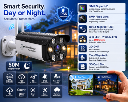 4G IR AND WHITE LED COLORFUL IP CAMERA | 5 MP | Plastic and metal case Camera