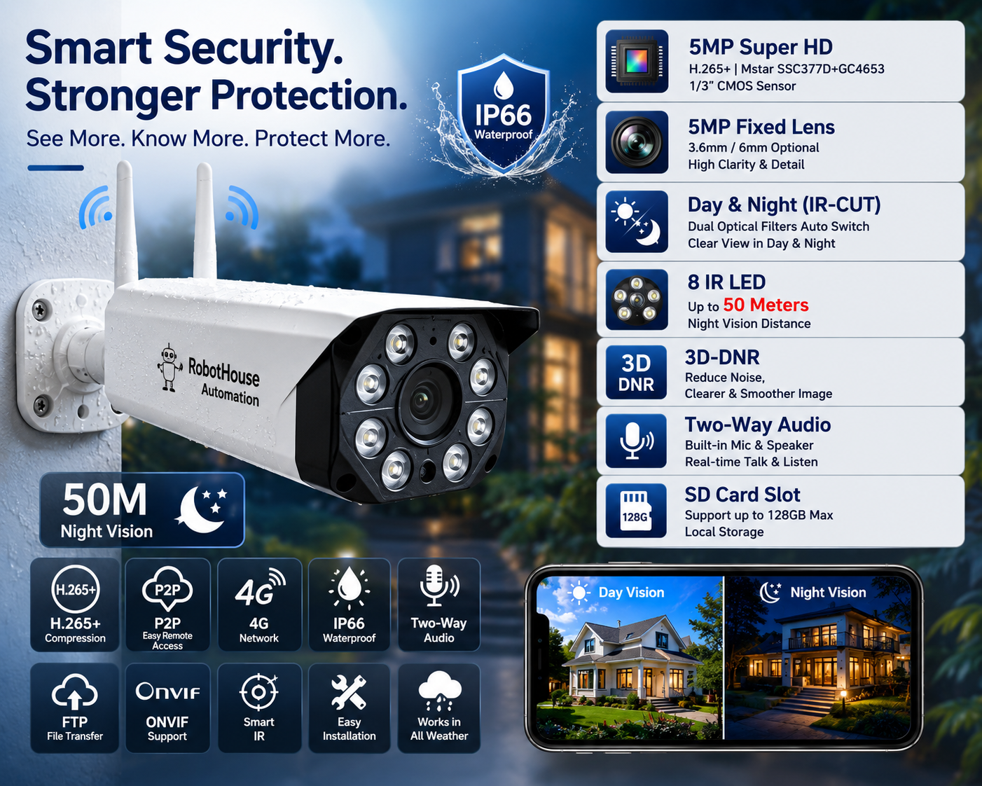 4G IR AND WHITE LED COLORFUL IP CAMERA | 5 MP | Full metal case