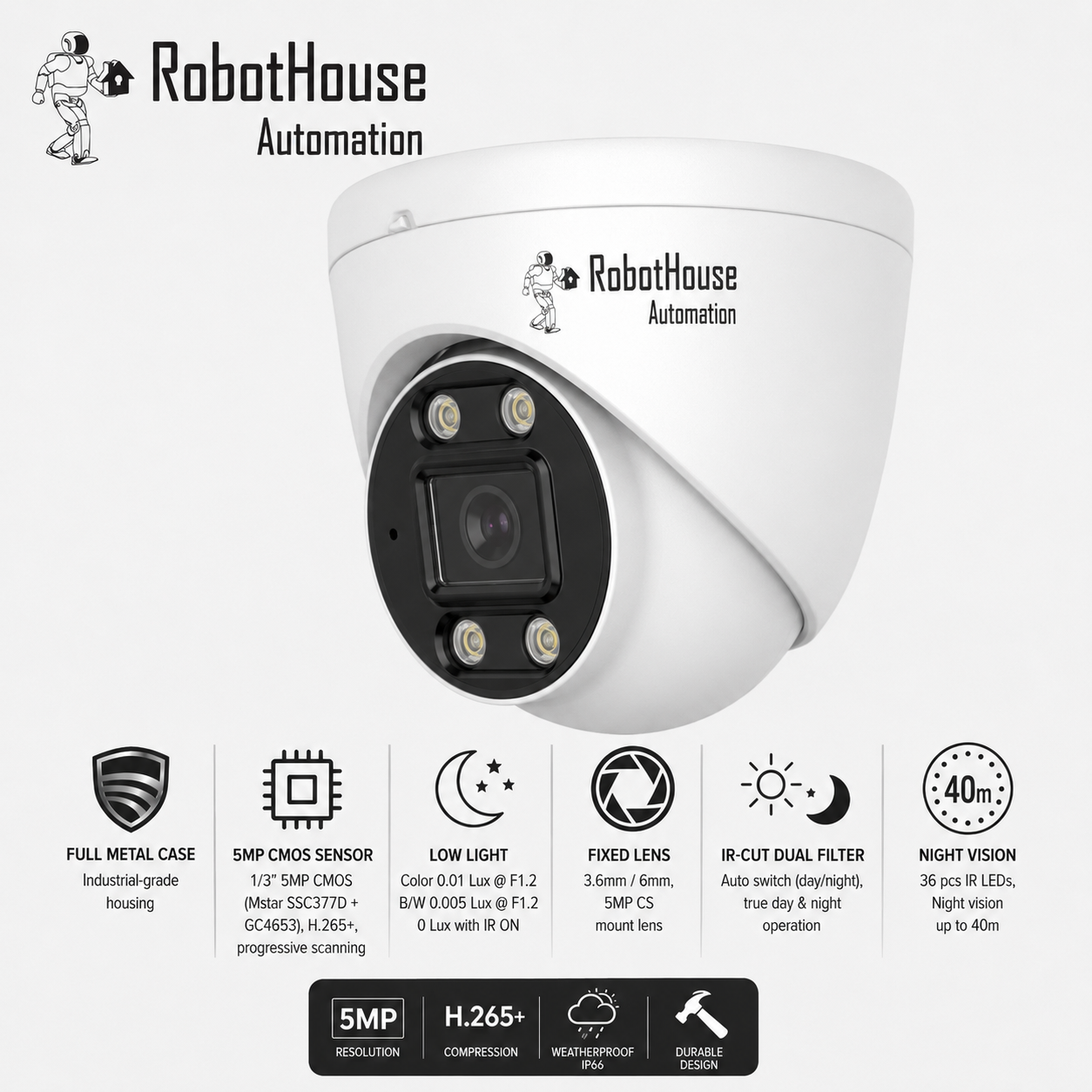METAL VANDALPROOF AND WATERPROOF OF MAGEPIZEL IP CAMERA 5MP Full Metal IP Camera