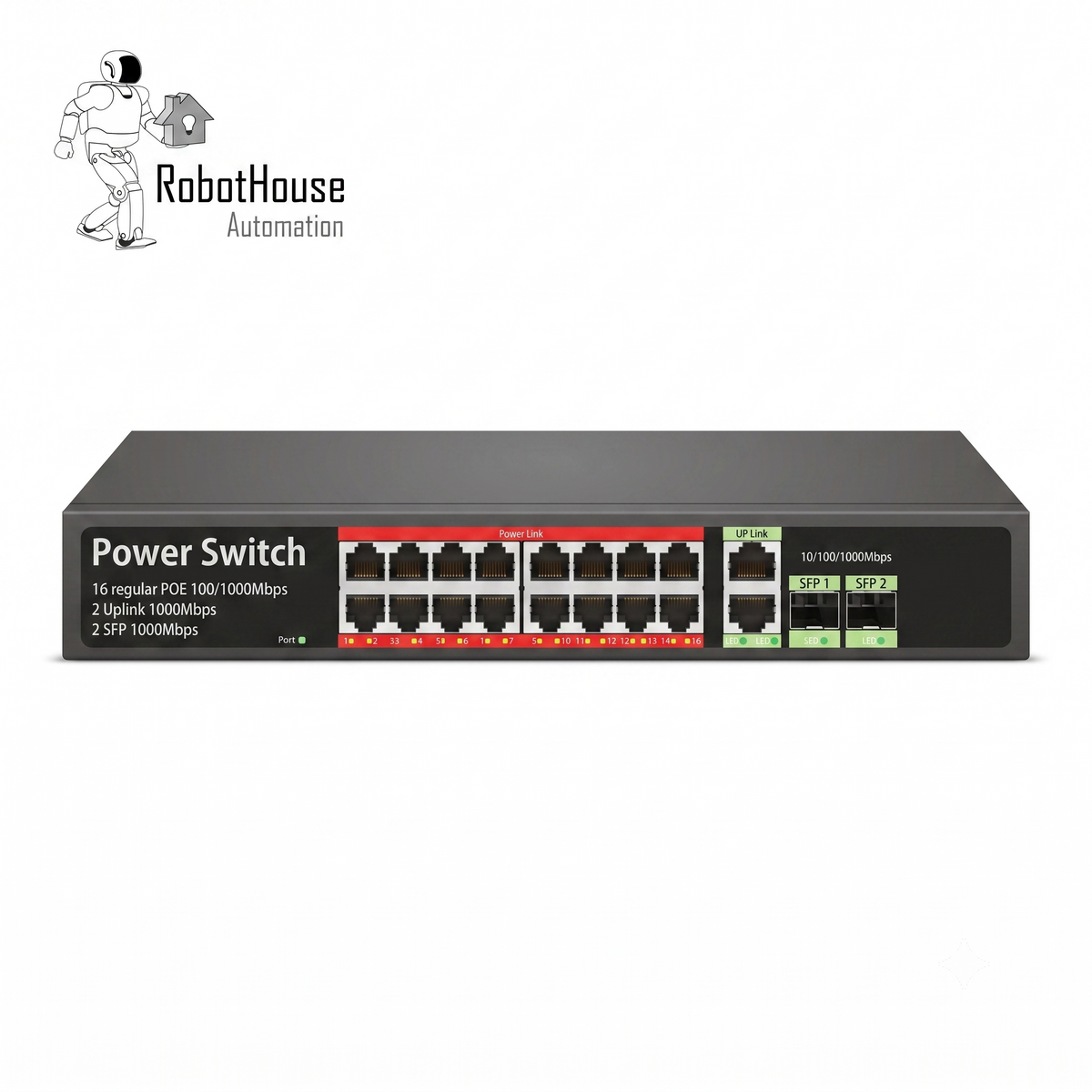 SMART GIGABIT POE SWITCH - 16 POE PORTS, 2 UPLINK PORTS & 2 SFP PORTS