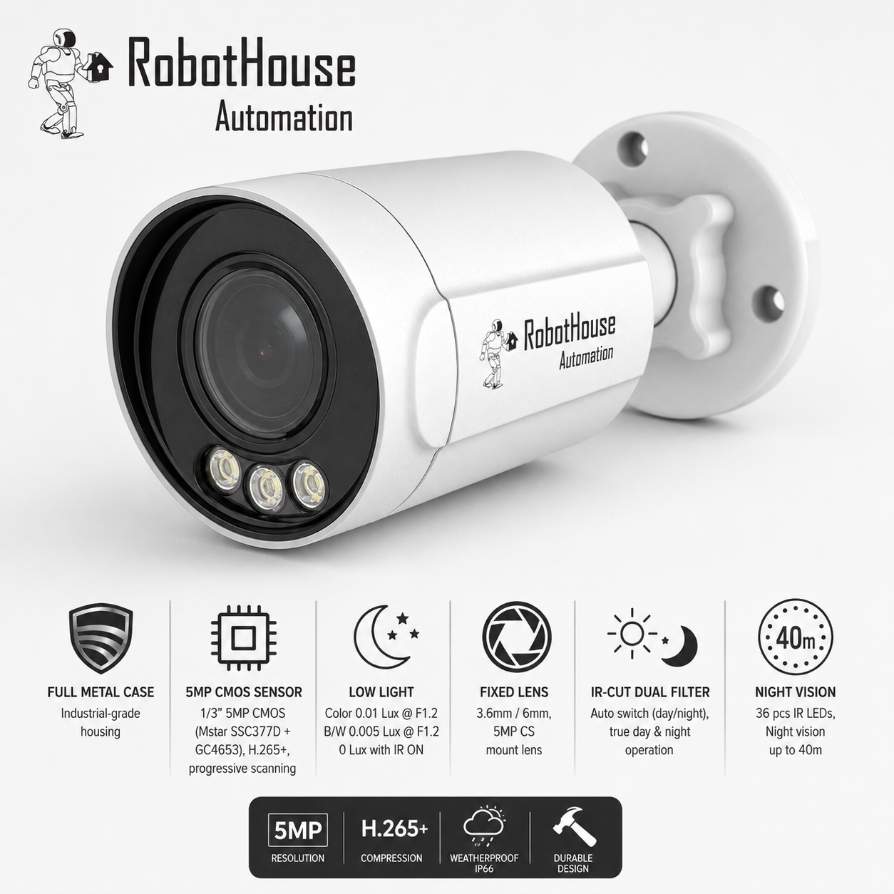 METAL VANDALPROOF AND WATERPROOF OF MAGEPIZEL IP CAMERA 5MP Full Metal IP Camera